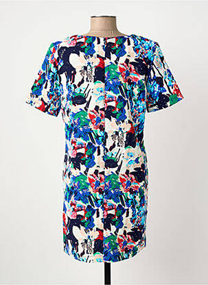 Robe courte fermeture zippée au dos manches courtes bleu MISMASH femme