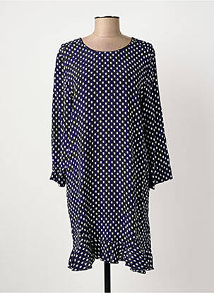 Robe mi-longue imprimé fantaisie manches longues bleu SUNCOO femme