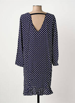 Robe mi-longue imprimé fantaisie manches longues bleu SUNCOO femme