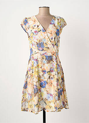 Robe mi-longue imprimé fantaisie sans manche jaune MISMASH femme