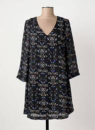 Robe courte fermeture zippée au dos manches longues noir SUNCOO femme