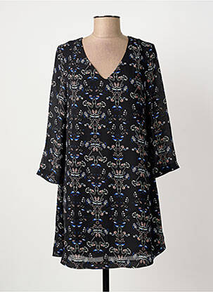 Robe courte fermeture zippée au dos manches longues noir SUNCOO femme