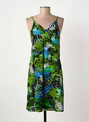 Robe mi-longue imprimé fantaisie fines bretelles vert SCHOOL RAG femme