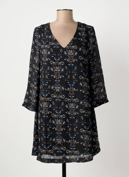 Robe courte fermeture zippée au dos manches longues noir SUNCOO femme