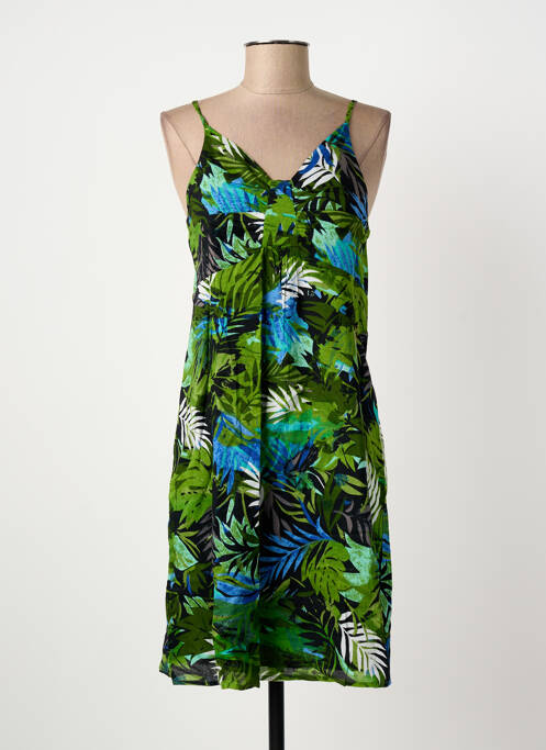 Robe mi-longue tissage popeline fines bretelles vert SCHOOL RAG femme