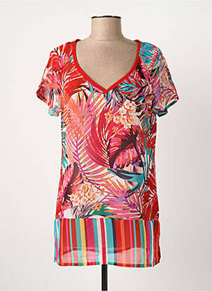 Tunique manches courtes légère et transparente rouge PAUL BRIAL femme