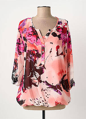 Blouse légère et transparente manches 3/4 rose FRANSA femme