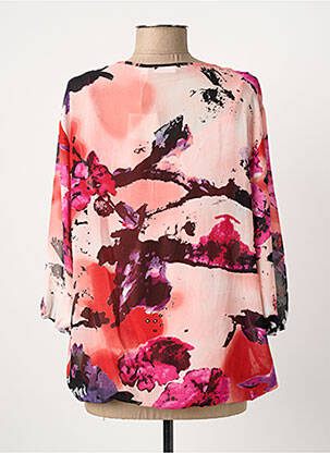 Blouse légère et transparente manches 3/4 rose FRANSA femme