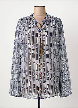 Blouse légère et transparente manches longues bleu FRANSA femme