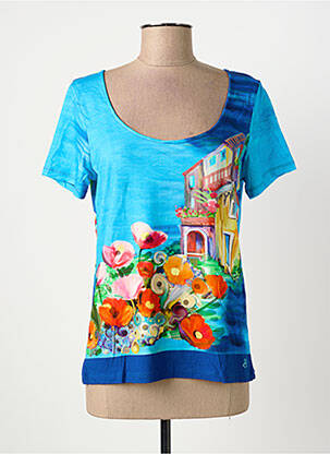 T-shirt stretch manches courtes bleu PAUL BRIAL femme