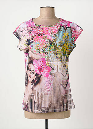 T-shirt stretch manches courtes rose GAUDI femme