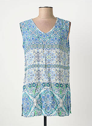 Blouse tissage popeline sans manche bleu BETTY BARCLAY femme
