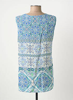 Blouse tissage popeline sans manche bleu BETTY BARCLAY femme