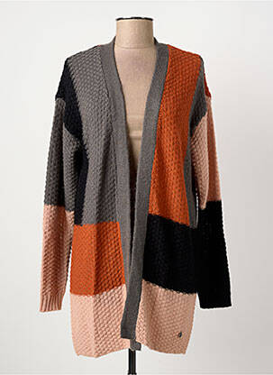 Gilet manches longues maille tricot orange FRANSA femme