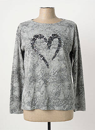 Pull tissage chiné manches longues gris BETTY BARCLAY femme