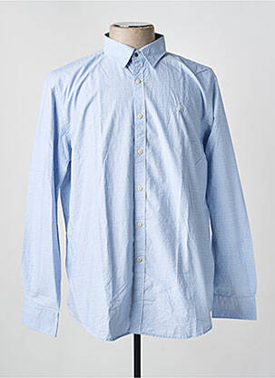 Chemise manches longues coupe droite bleu MCS homme