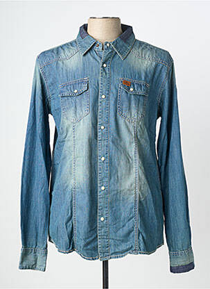 Chemise manches longues coupe droite bleu DEELUXE74 homme