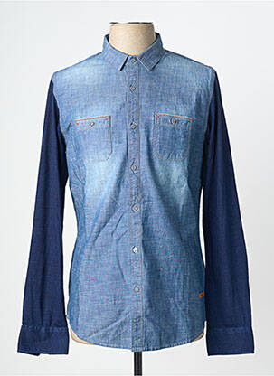 Chemise manches longues poignets boutonnés bleu BEING HUMAN homme