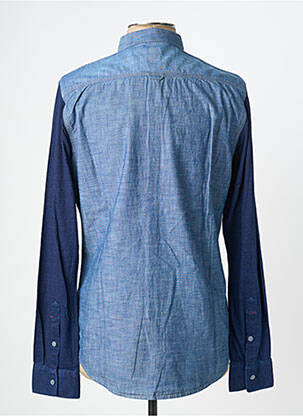 Chemise manches longues poignets boutonnés bleu BEING HUMAN homme