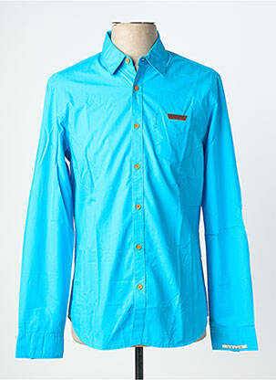 Chemise manches longues poignets boutonnés bleu BEING HUMAN homme