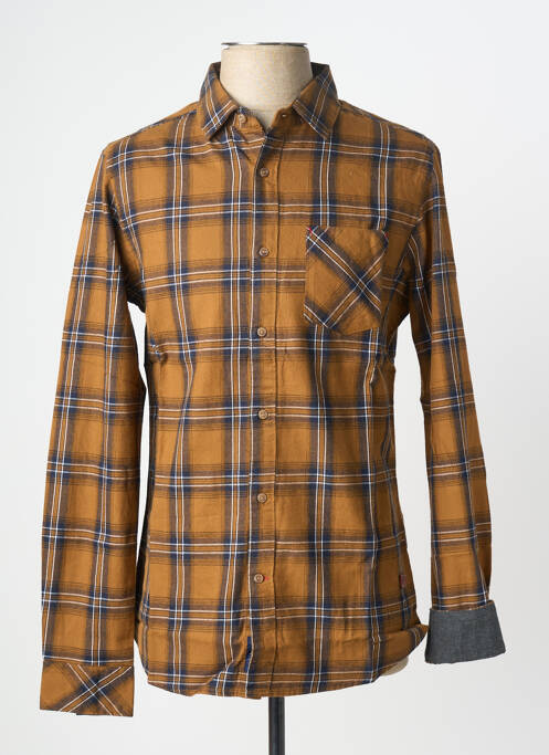 Chemise manches longues marron BEING HUMAN homme