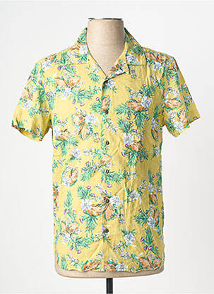 Chemise manches courtes col tailleur jaune KILIWATCH homme