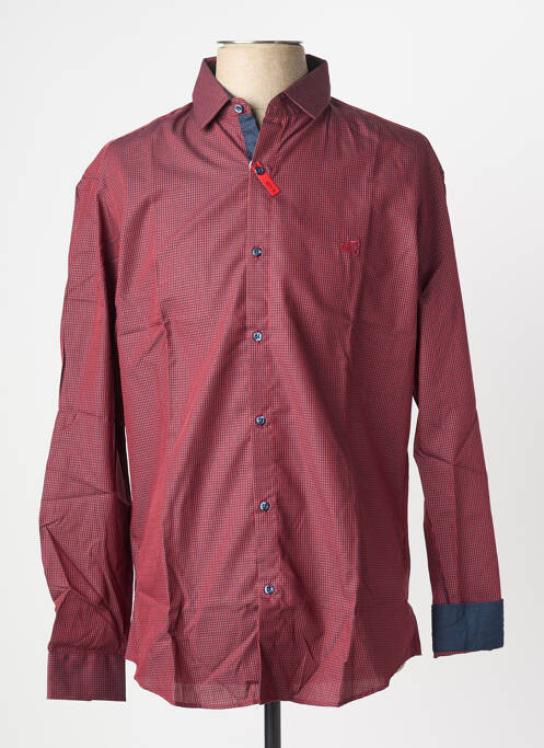 Chemise manches longues imprimé rayures rouge BRUNO SAINT HILAIRE homme