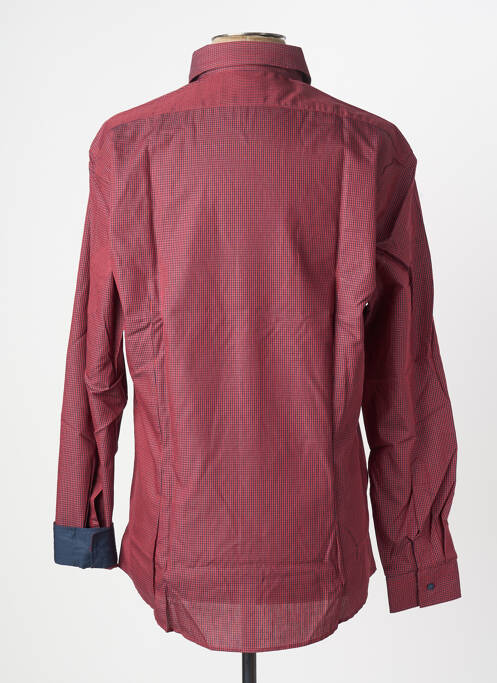 Chemise manches longues imprimé rayures rouge BRUNO SAINT HILAIRE homme