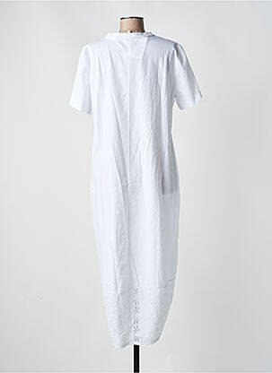 Robe longue tissage popeline manches courtes blanc BLANC BOHEME femme