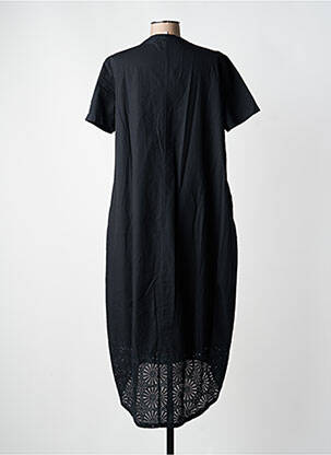 Robe longue manches courtes manches courtes noir BLANC BOHEME femme
