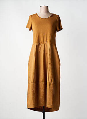 Robe longue manches courtes manches courtes marron BLANC BOHEME femme