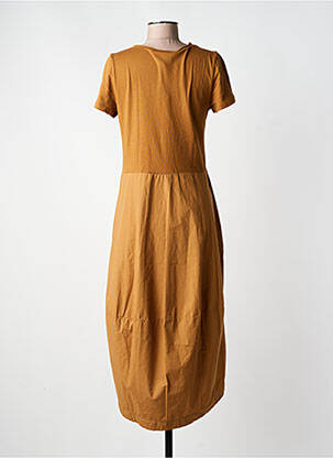 Robe longue manches courtes manches courtes marron BLANC BOHEME femme