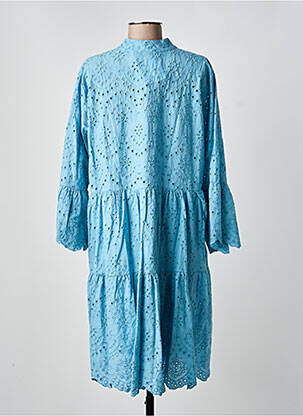 Robe mi-longue manches longues manches longues bleu BLANC BOHEME femme