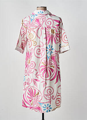 Robe mi-longue imprimé fleurs manches longues rose BLANC BOHEME femme