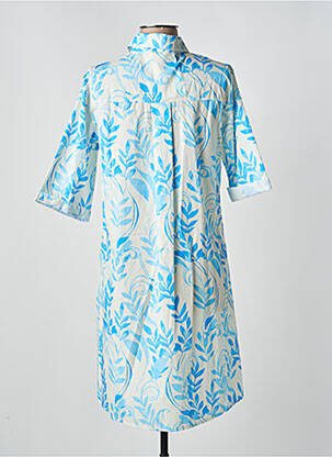 Robe mi-longue imprimé fleurs manches longues bleu BLANC BOHEME femme