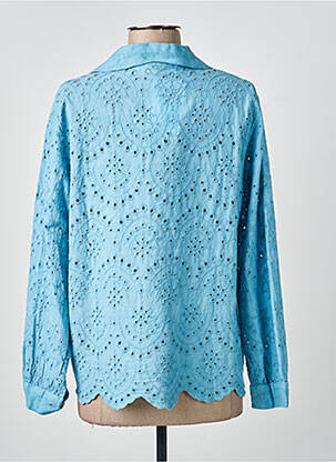 Chemisier coupe cintrée manches longues bleu BLANC BOHEME femme