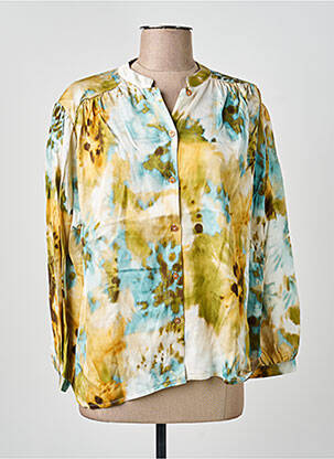 Chemisier coupe droite manches longues vert BLANC BOHEME femme