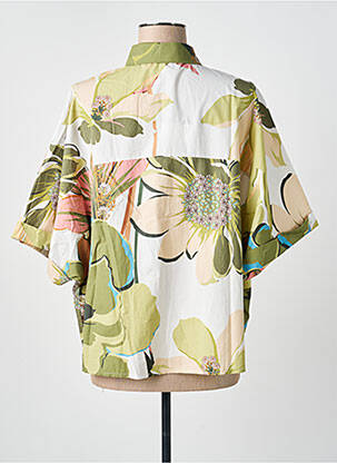 Chemisier imprimé fleurs manches longues vert BLANC BOHEME femme