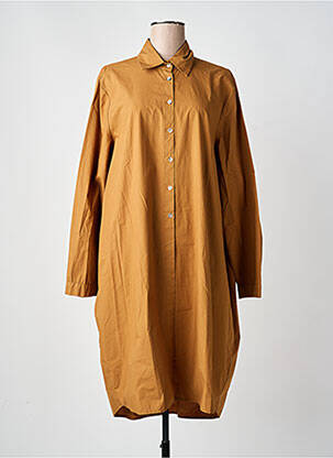 Robe mi-longue manches longues manches longues marron BLANC BOHEME femme
