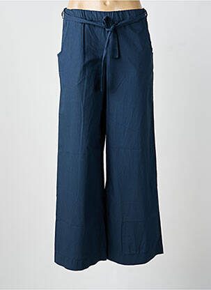 Pantalon droit tissage popeline taille normale bleu BLANC BOHEME femme