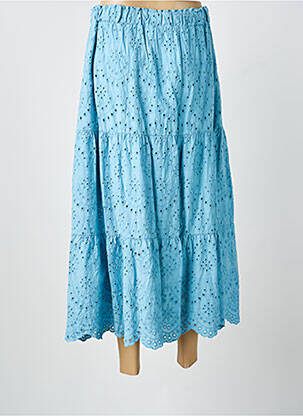 Jupe longue coupe fluide bleu BLANC BOHEME femme