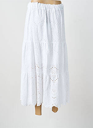 Jupe longue coupe fluide blanc BLANC BOHEME femme