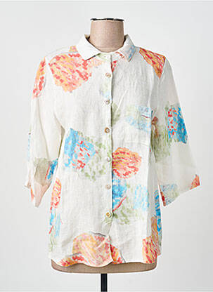 Chemisier imprimé fleurs manches longues beige BLANC BOHEME femme