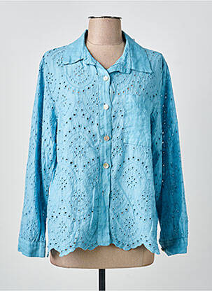 Chemisier coupe cintrée manches longues bleu BLANC BOHEME femme