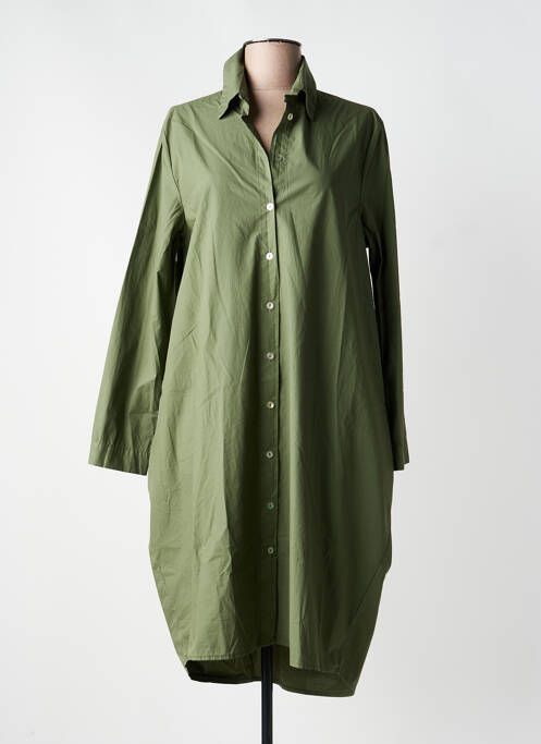 Robe mi-longue manches longues manches longues vert BLANC BOHEME femme