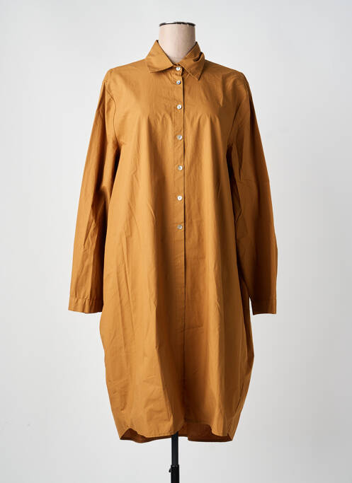 Robe mi-longue manches longues manches longues marron BLANC BOHEME femme