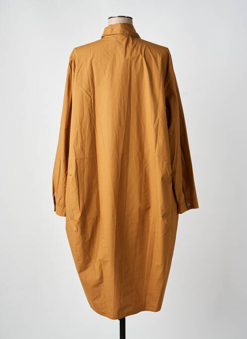 Robe mi-longue manches longues manches longues marron BLANC BOHEME femme