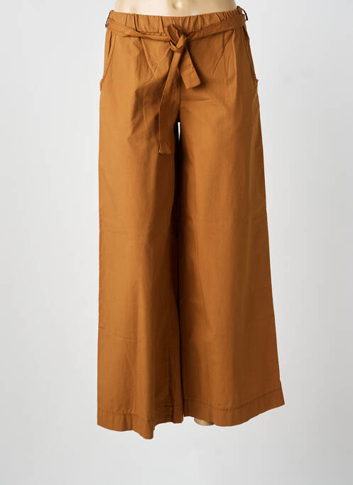 Pantalon droit tissage popeline taille normale marron BLANC BOHEME femme