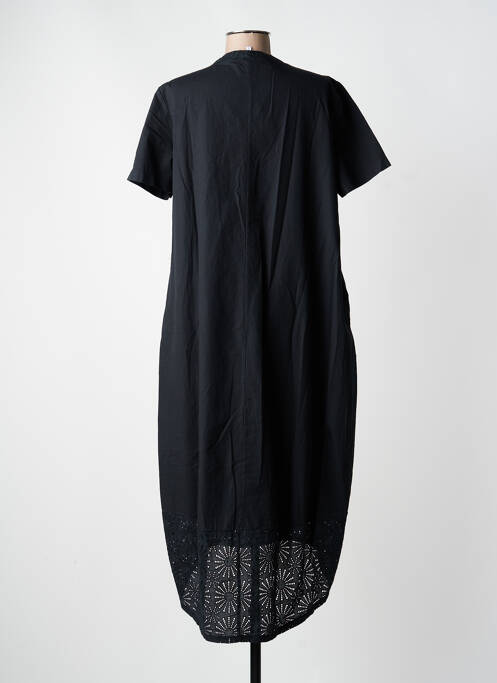 Robe longue manches courtes manches courtes noir BLANC BOHEME femme