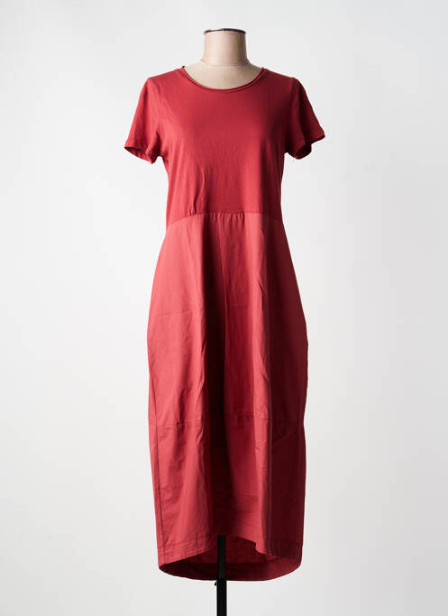 Robe longue manches courtes manches courtes rouge BLANC BOHEME femme